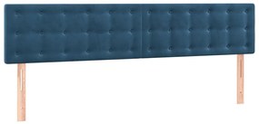 Cabeceira de cama c/ luzes LED veludo 200x5x78/88cm azul-escuro