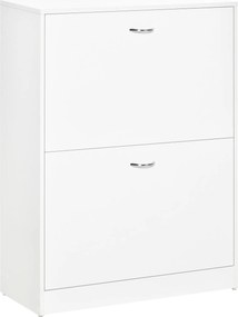 Sapateira de Madeira com 2 Compartimentos para Entrada Corredor Dormitório Sala de Estar 60x24x80 cm Branco