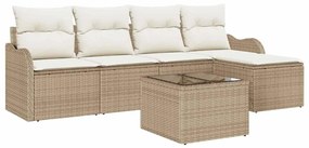 Conjunto de Sofá de Jardim vidaXL com Almofadas em Vime Poliéster Marr