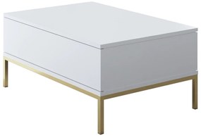 Mesa de Centro Lord – Branco e Dourado – 90x40x60 cm