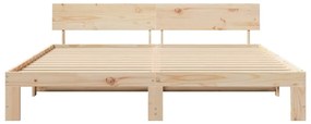 Estrado de Cama com Cabeceira 180x200 cm Madeira de Pinho Maciço