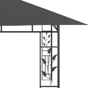 Gazebo c/ mosquiteiro e cordões luzes LED 4x3x2,73m antracite