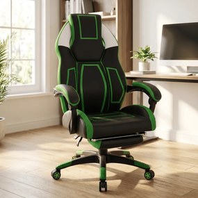 Cadeira de escritório Clovis de couro sintético Preto e Verde