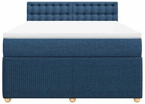 Cama com molas/colchão 140x190 cm tecido azul