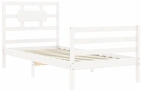 Estrutura de cama com cabeceira 90x200 cm madeira maciça
