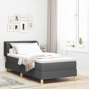 Cama Box Spring vidaXL com Colchão - Cinza Escuro, 100x200 cm, Tecido