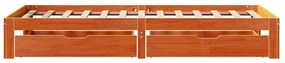 Estrutura de cama c/ gavetas 90x190cm pinho maciço castanho-mel