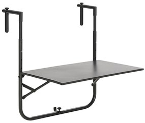 Mesa Suspensa para Varanda Mesa de Parede de Aço com Altura Ajustável em 4 Posições 60x60,5x56-71 cm Preto
