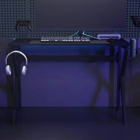 Secretária de gaming c/ pernas em forma de K 110x60x75 cm preto