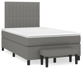 Cama boxspring com colchão 120x190 cm tecido cinzento-escuro