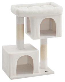 Arranhador gatos XL 68 x 48 x 101 cm com plataforma grande branco creme