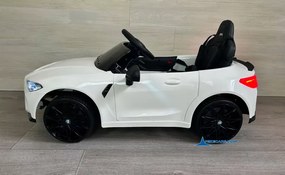 Carro elétrico para crianças BMW M4 12V 2.4G, Rodas de borracha, Assento em couro sintético Branco