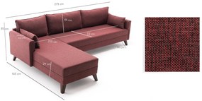 Sofá de Canto Bella – Vermelho Claret – 275x85x165 cm