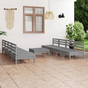 vidaXL 9 pcs conjunto lounge de jardim pinho maciço cinzento