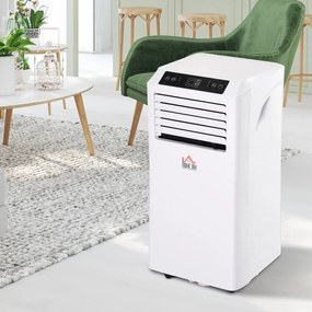 HOMCOM Ar Condicionado Portátil 9000BTU 3 em 1 Refrigerador Ventoinha e Desumidificador com Temporizador Controlo Remoto Potência 1003W Silencioso 35,4x33,8x69,8cm Branco