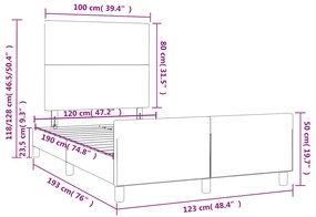 Estrutura de cama com colchão azul escuro 120x190 cm Veludo