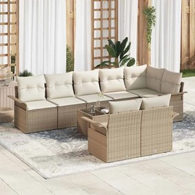 Conjunto de Sofá de Jardim de 9 Peças com Almofadas em Rattan Polímero Marrom