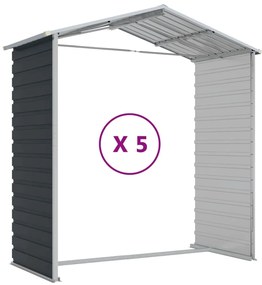 Abrigo de jardim 191x470x198 cm aço galvanizado antracite