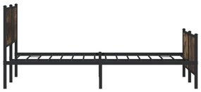 Estrutura de cama sem colchão 183x213cm metal carvalho fumado