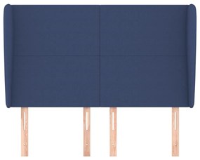 Cabeceira de cama c/ abas tecido 147x23x118/128 cm azul