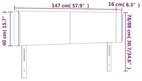 Cabeceira de cama c/ abas tecido 147x16x78/88cm castanho-escuro