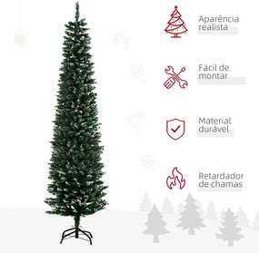 Árvore de Natal Artificial Altura 190 cm com 570 Ramos de PVC Ignífugos Base Dobrável e Suporte Metálico Decoração de Natal Ø53x190 cm Verde