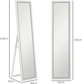 Espelho de Pé com Luz LED 40x160 cm Espelho de Corpo Inteiro com Ilumi