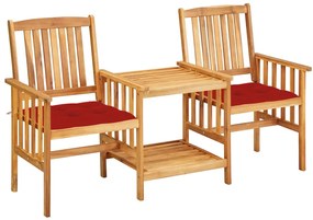 Cadeiras de jardim c/ mesa de centro e almofadões acácia maciça