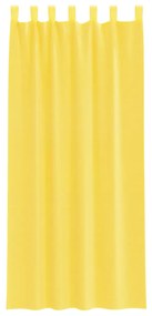 Cortinas de voile com bolsos para varão 2 pcs amarelo