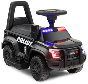 Carro de Polícia Elétrico para Crianças 6V a Bateria com Megafone Alarme Luz para 18-60 Meses 62 x 44 x 43 cm Preto