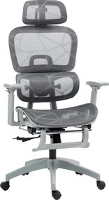 HOMCOM Cadeira de escritório, cadeira de escritório ergonômica em malha com apoios de braço 3D, encosto reclinável, 66x64x122 cm, cinza | Aosom Portugal