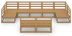 9 pcs conjunto lounge de jardim pinho maciço