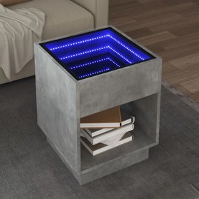 vidaXL Mesa de centro luzes LED Infinity 40x40x50 cm cinzento cimento