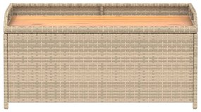 Banco de arrumação 100x50x52 cm vime PE/acácia mistura de beges