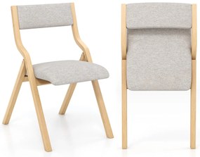 Conjunto de 2 cadeiras dobráveis (MESA NÃO INCLUIDA) de madeira com assento acolchoado em tecido de linho, sem braços, para convidados, 48 x 60 x 78 c