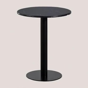 Mesa De Bar Redonda Ø60 Cm Em Mármore Rocher Mármore Negro Marquina & Preto - Sklum