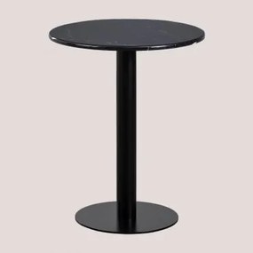 Mesa De Bar Redonda Ø60 Cm Em Mármore Rocher Mármore Preto & Preto - Sklum