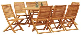 Conjunto de Jantar de Jardim Manual 9 pcs Castanho Largo