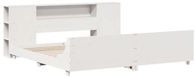 Cama sem colchão 200x200 cm madeira de pinho maciça branco