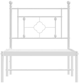 Estrutura de cama com cabeceira 75x190 cm metal branco