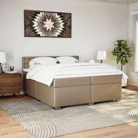 Cama com Molas/Colchão e Luzes Led - 200x200 cm - Couro Artificial Cap
