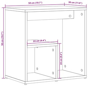 Mesas de apoio 2 pcs 50x30x50cm deriv. madeira cinzento-cimento