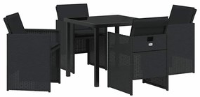 Conjunto de Jantar de Jardim 5 Peças com Almofadas em Rattan Rígido Pr