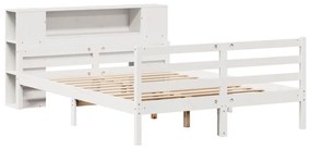 Cama com estante sem colchão 140x200 cm pinho maciço branco