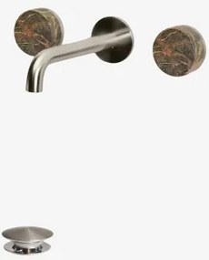 Conjunto De Torneira De Lavatório Embutida Em Pedra Natural Gilstoin E Válvula De Escoamento Para Lavatório Tipo Click-clack Em Válvula Com Transbordo