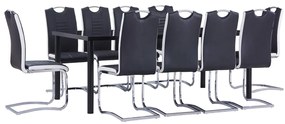 11 pcs conjunto de jantar couro artificial preto