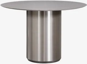 Mesa De Jantar Redonda Ø120 Cm Luceida Aço Inoxidável Escovado & Aço Inoxidável Escovado - Sklum