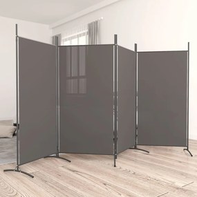 Divisória de Quarto com 4 Painéis 346x180 cm Tecido Antracite