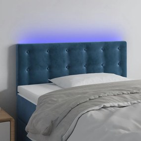 Cabeceira de cama c/ luzes LED veludo 80x5x78/88 cm azul-escuro