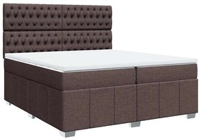 Cama com molas/colchão 200x200 cm tecido castanho-escuro